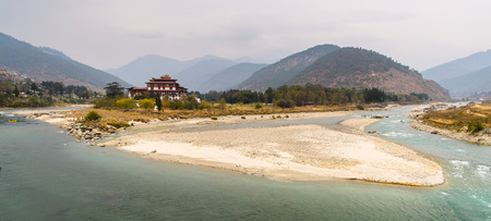 Beautiful river and nature of Bhutan, Asiaの写真素材