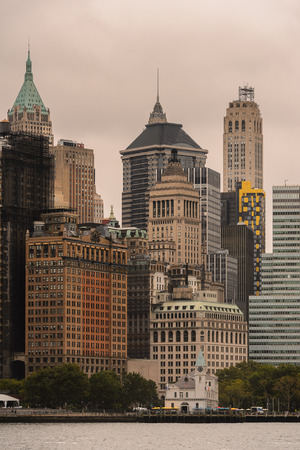 Architecture of the Downtown of Manhattan on a cloudy day, NY, United Sates of Americaの写真素材