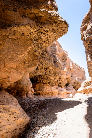 Sesriem Canyon, a natural canyon carved by the Tsauchab rivier in the sedimentary rock, Namibiaの写真素材