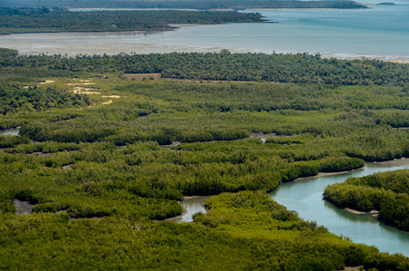 Aerial view of the Bissagos Archipelago (Bijagos), Guinea Bissau.