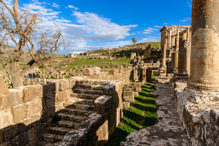 Djemila, the archaeological zone of the well preserved Berber-Roman ruins in North Africa, Algeria.の写真素材