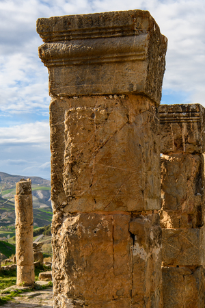 Ruins of Djemila, the archaeological zone of the well preserved Berber-Roman ruins in North Africa, Algeria.の写真素材