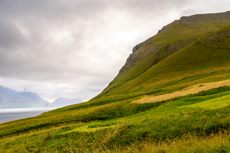 Nature of Kalsoy, an island in the north-east of the Faroe Islandsの写真素材