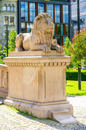 Lion statue in Oslo, the capital of Norwayの写真素材