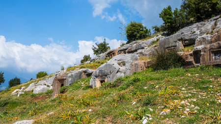 Tomb of the ancient cemetery, Limyra, Turkey.の写真素材