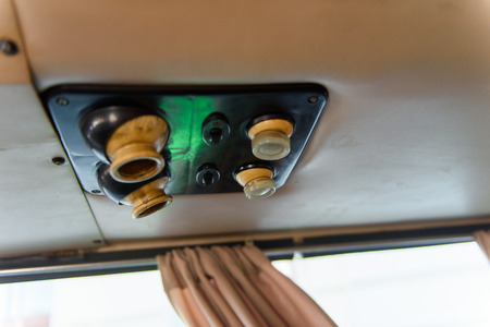 Ventilation in a Soviet Russian old fashioned passenger bus made in 1983の写真素材
