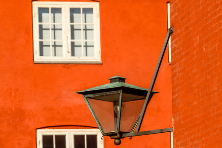 Red building in Kastellet, Copenhagen, Denmark, is one of the star fortresses in Northern Europeの写真素材
