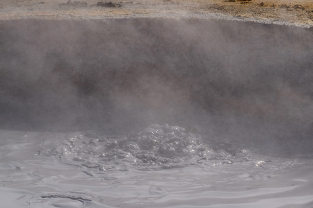 Mud in Namafjall, a high-temperature geothermal area in Icelandの写真素材