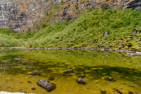 Nature of the Asbyrgi canyon, the north of Icelandの写真素材