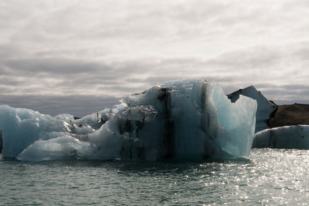 Spectacular view of Jokulsarlon, a large glacial lake in southeast Iceland, Vatnajokull National...