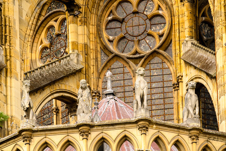 Gargoyle in Reims Cathedral (Notre-Dame) is a Roman Catholic church in Reims, Franceの写真素材