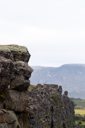 Rocks in Thingvellir, a national park founded in 1930.の写真素材