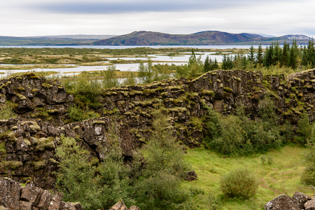 Thingvellir, a national park founded in 1930.の写真素材
