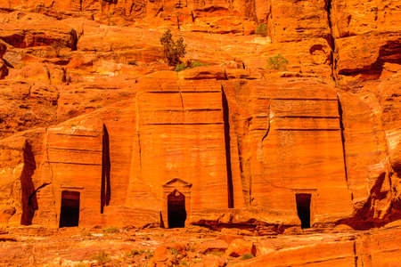 Ancient rock cut architecture of Petra, Jordan. Petra is one the New Seven Wonders of the Worldの写真素材