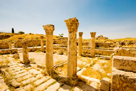 Amman Citadel complex (Jabal al-Qal'a), a national historic site at the center of downtown Amman, Jordanの写真素材