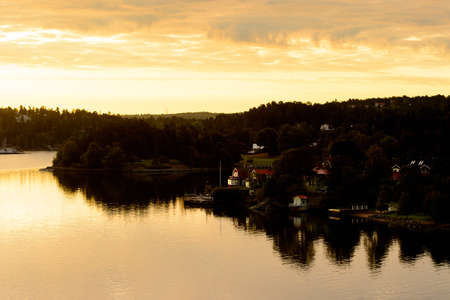 Sun rise over the Baltic sea in Swedenの写真素材