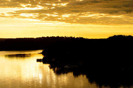 Sun rise over the Baltic sea in Swedenの写真素材