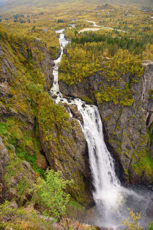 Voringfossen, the 83rd highest waterfall in Norwayの写真素材