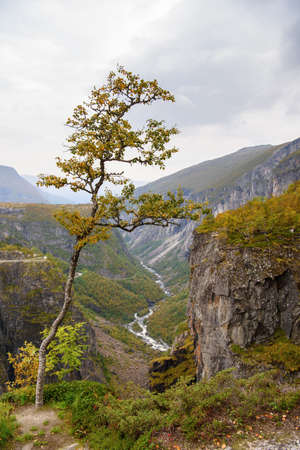 Voringfossen, the 83rd highest waterfall in Norwayの写真素材