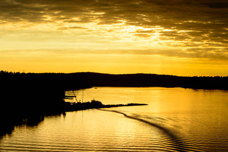 Sun rise over the Baltic sea in Swedenの写真素材
