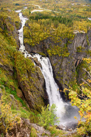 Voringfossen, the 83rd highest waterfall in Norwayの写真素材