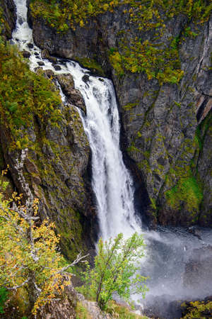Voringfossen, the 83rd highest waterfall in Norwayの写真素材