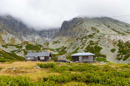 Little house on the High Tatra Mountains (Vysoke Tatry) a mountain range along the border of Slovakia and Polandの写真素材