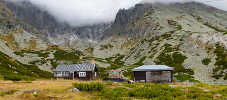 Little house on the High Tatra Mountains (Vysoke Tatry) a mountain range along the border of Slovakia and Polandの写真素材