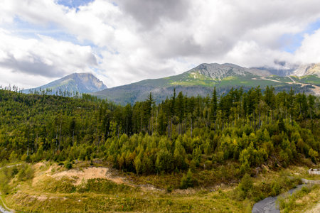 Beautiful nature of the High Tatra Mountains (Vysoke Tatry) a mountain range along the border of Slovakia and Polandの写真素材