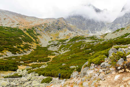 Lomnicky peak on the High Tatra Mountains (Vysoke Tatry) a mountain range along the border of Slovakia and Polandの写真素材