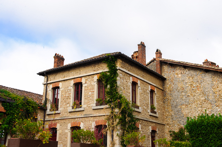 Perouges, France, a medieval walled town, a popular touristic attraction.のeditorial素材