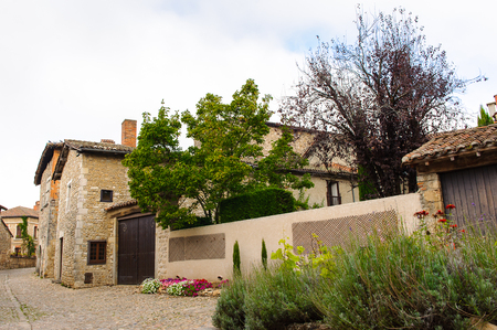 Perouges, France, a medieval walled town, a popular touristic attraction.のeditorial素材