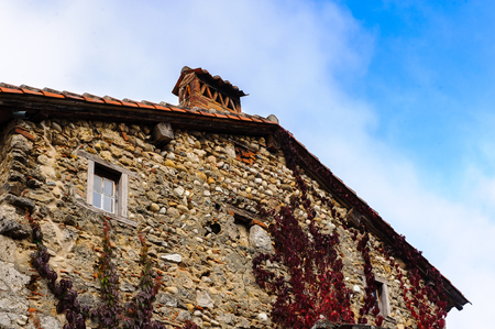 Perouges, France, a medieval walled town, a popular touristic attraction.のeditorial素材