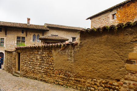 Old house of Perouges, France, a medieval walled town, a popular touristic attraction.のeditorial素材