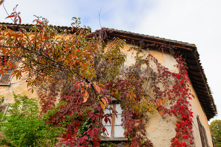 Perouges, France, a medieval walled town, a popular touristic attraction.のeditorial素材