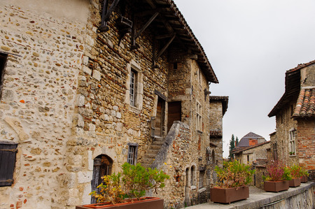 Old house of Perouges, France, a medieval walled town, a popular touristic attraction.のeditorial素材
