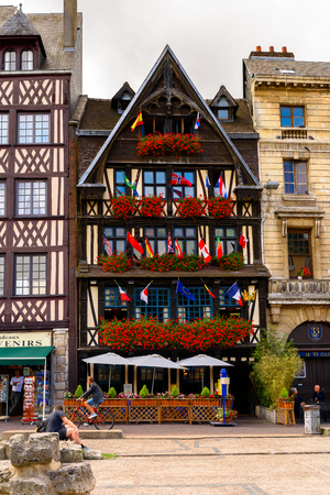 House on the Place du Vieux Marche of Rouen, a city on the River Seine, Normandy, Franceのeditorial素材