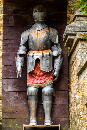 Knight armour on the territory of Le Mont Saint-Michel, an island commune in Normandy, France. UNESCO World Heritageのeditorial素材