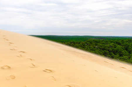 Dune of Pilat (Grande Dune du Pilat), the tallest sand dune in Europe. And the Atlantic Ocean.の写真素材