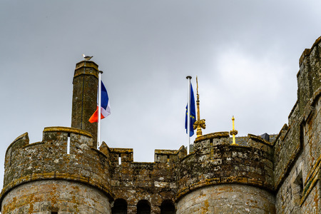 Part of the Mont Saint-Michel, an island commune in Normandy, France. UNESCO World Heritageのeditorial素材