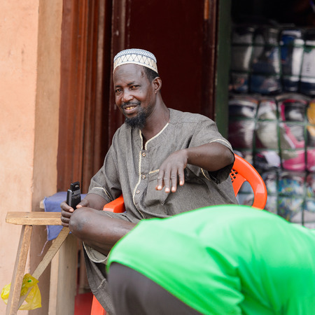 CENTRAL REGION, GHANA - Jan 17, 2017: Unidentified Ghanaian man smiles in local village. People of...