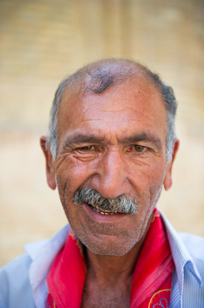 BUKHARA, UZBEKISTAN - JUNE 6, 2011: Portrait of an Uzbek man in Uzbekistan, Jun 6, 2011. 93% of Uzbek people consider that life in the country goes well.のeditorial素材