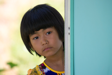 TASHKENT, UZBEKISTAN - JUNE 12, 2011: Portrait of an Uzbek beautiful girl in Uzbekistan, Jun 12, 2011.  81% of people in Uzbekistan belong to Uzbek ethnic groupのeditorial素材