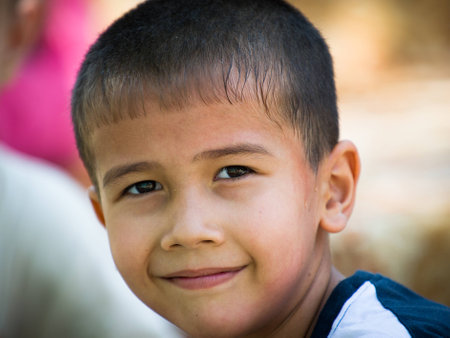 TASHKENT, UZBEKISTAN - JUNE 12, 2011: Unidentified  Uzbek boy in Uzbekistan, Jun 12, 2011. 93% of Uzbek people consider that life in the country goes wellのeditorial素材