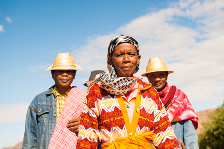 ANTANANARIVO, MADAGASCAR - JULY 1, 2011: Unidentified Madagascar people walk the valley. People in Madagascar suffer of poverty due to slow development of the countryのeditorial素材