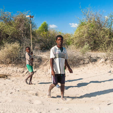 ANTANANARIVO, MADAGASCAR - JULY 3, 2011: Unidentified Madagascar people in a small village. People in Madagascar suffer of poverty due to slow development of the countryのeditorial素材