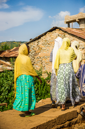 OMO, ETHIOPIA - SEPTEMBER 21, 2011: Unidentified Ethiopian women in the street. People in Ethiopia suffer of poverty due to the unstable situationのeditorial素材