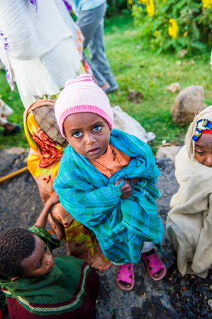 OMO, ETHIOPIA - SEPTEMBER 21, 2011: Unidentified Ethiopian little girl in a hat. People in Ethiopia...