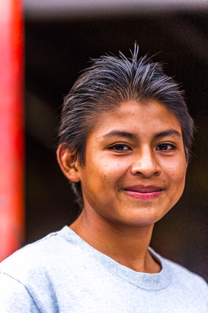 MANAGUA, NICARAGUA - JAN 6, 2012: Unidentified Nicaraguan young boy portrait. 69% of Nicaranguan people belong to the Mestizo ethnic groupのeditorial素材