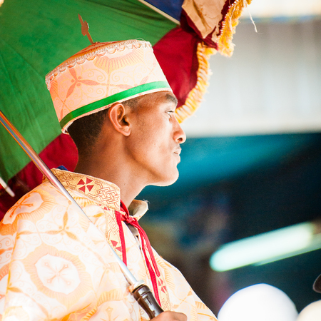 LALIBELA, ETHIOPIA - SEP 27, 2011:  Unidentified Ethiopian religious man during the Meskel festival in Ehtiopia, Sep 27, 2011. Meskel commemorates the finding of the True Crossのeditorial素材
